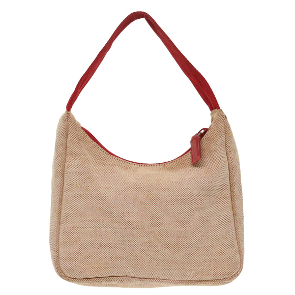 PRADA Sports Hand Bag Canvas Beige Red Silver Auth 98400 - Picture 2 of 16